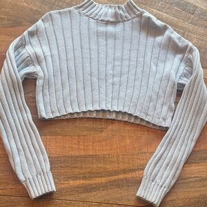 La Hearts Light Gray Ribbed Crop Top